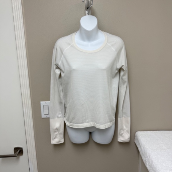 Lululemon Swiftly Tech Long-Sleeve Shirt 2.0 *Waist Length Light Ivory Sz 8 $78 - Picture 5 of 16